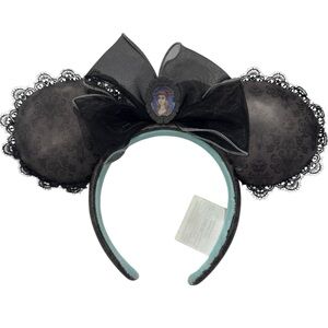 Disney Parks The Haunted Mansion Ear Headband All-Over Wallpaper Print Lace Trim